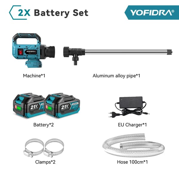 Elektrisk Vattenpump, Hög Flödeshastighet, Borstlös Motor,2x3.0Ah Batteri