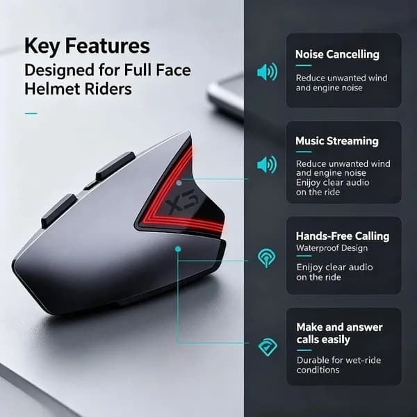 Hjelmheadset, Trådløs Lyd, Vandtæt Design,X3 SORT