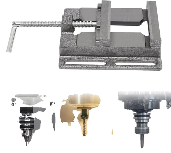 Borrpressvinsch, 4,9" Klämområde, Gjutjärnsmaterial, Rektangulär Form, Modern Stil, Härdningsprocess