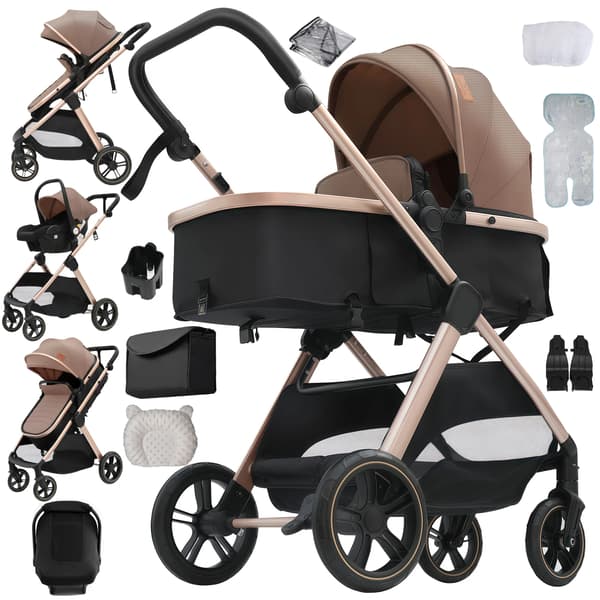Barnvagn, Lättviktsdesign, Hög Sittplats,V10-KHAKI