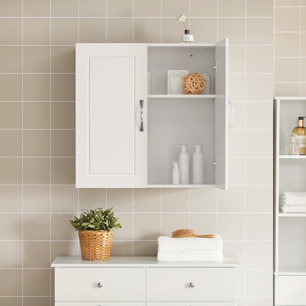 Væghængt Garderobe, Justerbar Hylde, Pladsbesparende Design,HVID