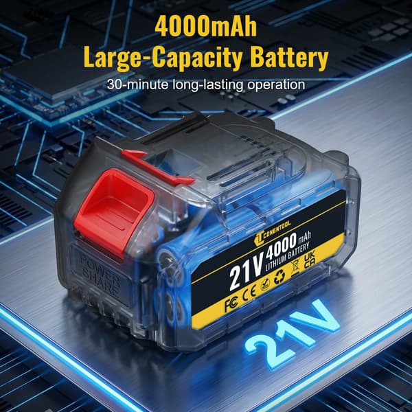 Trådløs Græstrimmer, 2000W Motor, Justerbart Hoved,Rød 2 Batterier