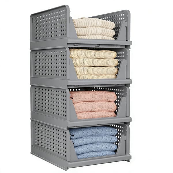 Opbevaringsorganisatorer, stabelbare og foldbare, effektiv pladsudnyttelse,Gery, 4pcs