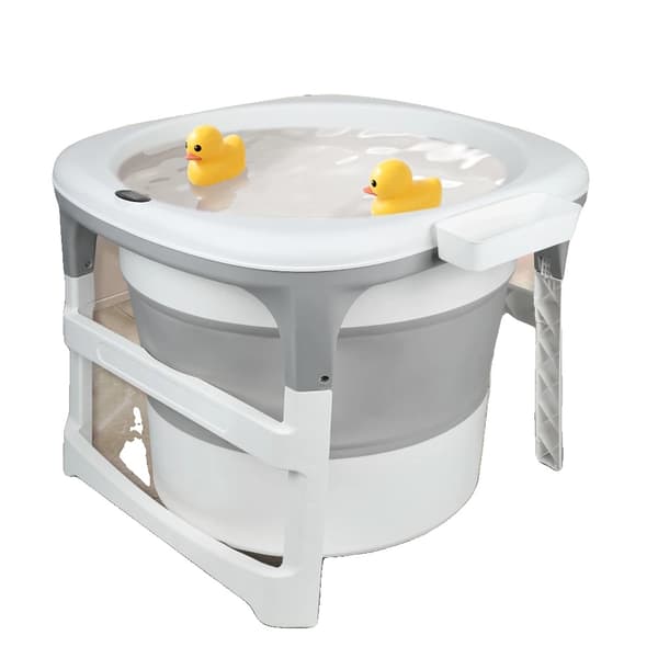 Badekar, Justerbar Temperaturmonitor, Pladsbesparende Design,GRÅ