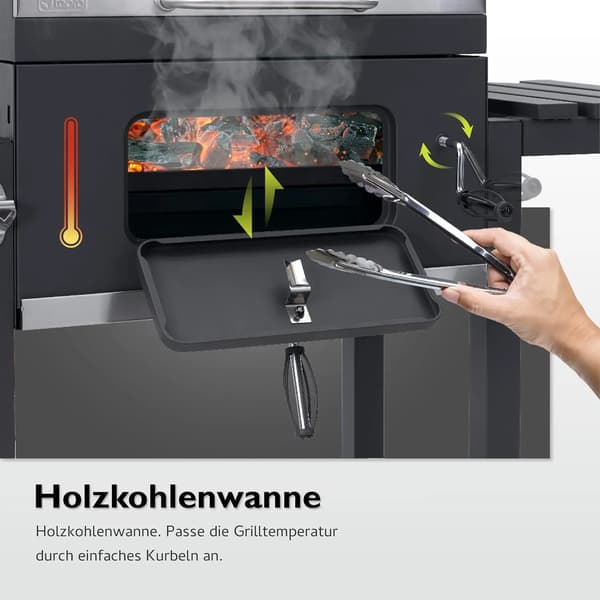 Grill, Rostfritt Stål, Integrerad Termometer,svart