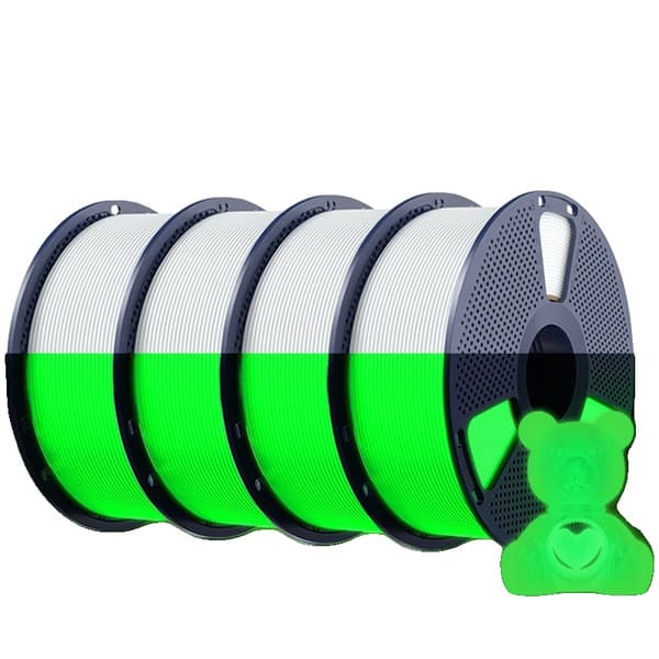 3D-printer filament, PETG-material, lyser i mørket,lysende WGN
