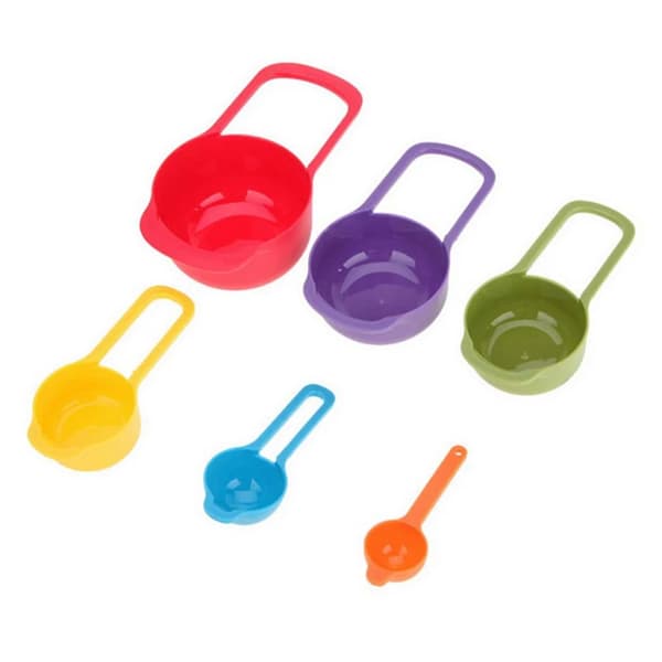 Måttkoppar, graderad design, hållbar plast,6st mätkopp