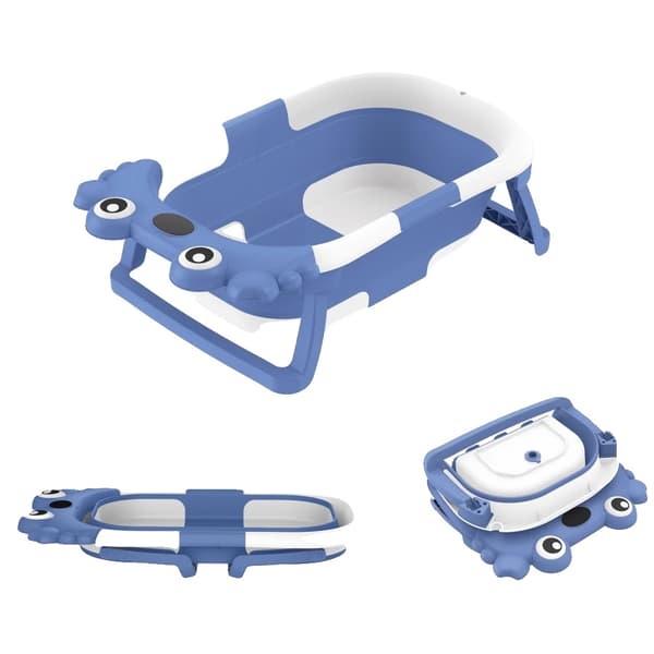 Babybadekar, Foldbart Design, Indbygget Termometer,Blå