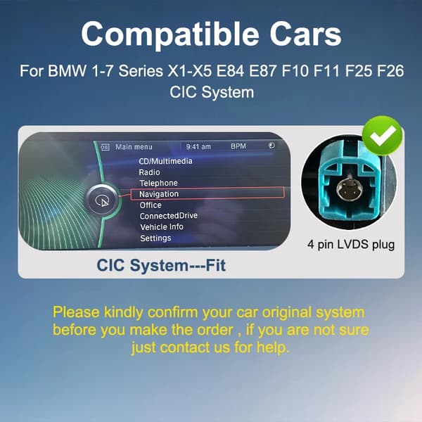 CarPlay og Android Auto Decoder, Højkvalitets plastik, 10 x 5 x 2 tommer, Kompatibilitet med CIC System, Understøtter CarPlay og Android Auto