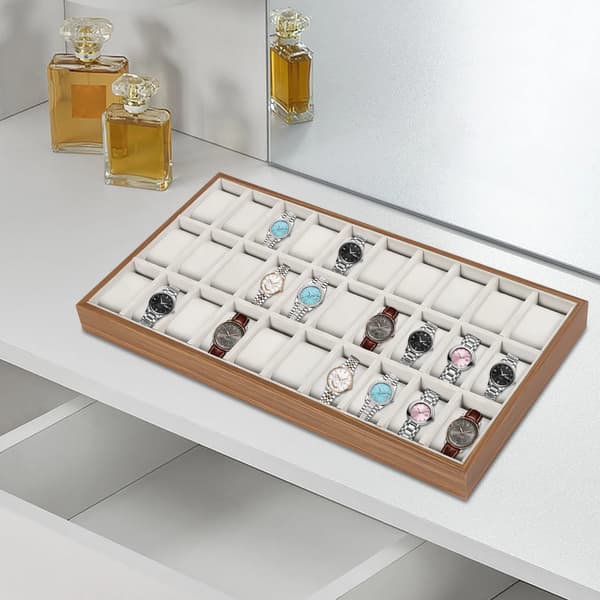Klockorganisatör, 30-facks förvaring, Elegant trädesign,Träfärg