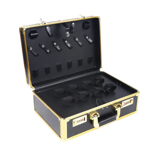 Barber Case, Bærbar Organizer, Holdbart Metal Design,M, Guld