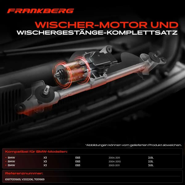Torkarmanschett, Passar Lyx-SUV Modell E83 2003-2011, Främre Installation, Elektrisk Motor Ingår, 12V Spänning, Hållbara Fordonsmaterial