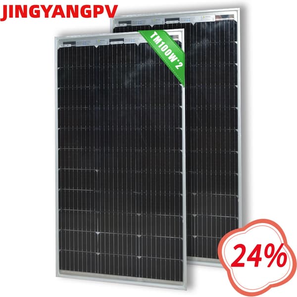 Solpanel, bifacial teknik, 24% effektivitet,2PCS  100W