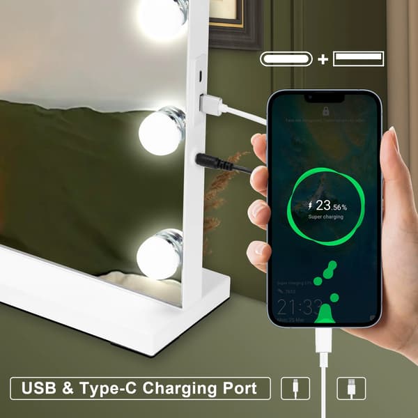 Sminkspegel, dimbar LED-belysning, touchkontroll,VIT