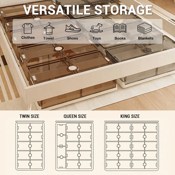 Förvaringslåda, Plastmaterial, Extra stora dimensioner, Dammtålig funktion, Fällbar design, Rullfunktion