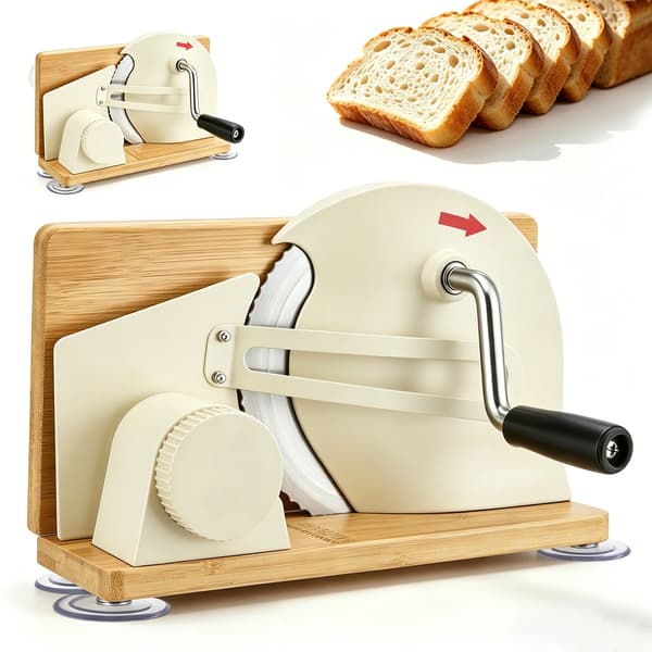 Foldbar Brødskærer, Rustfrit Stål Konstruktion, Justerbar Tykkelse,Beige