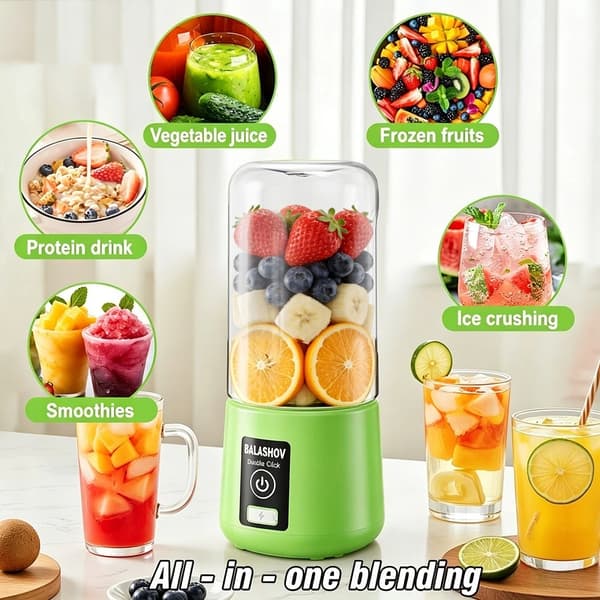 Juicekop, USB-genopladelig, bærbart design,grøn, EU