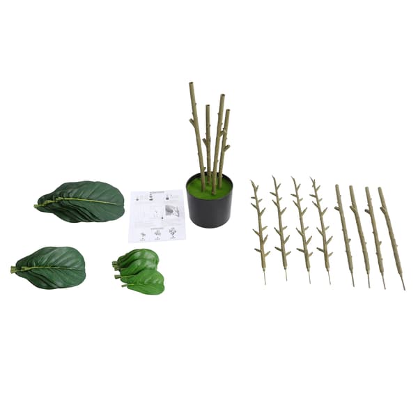 Kunstig Fiddle Leaf Fig Træ, Realistiske Blade, Robust Base,M, Grøn