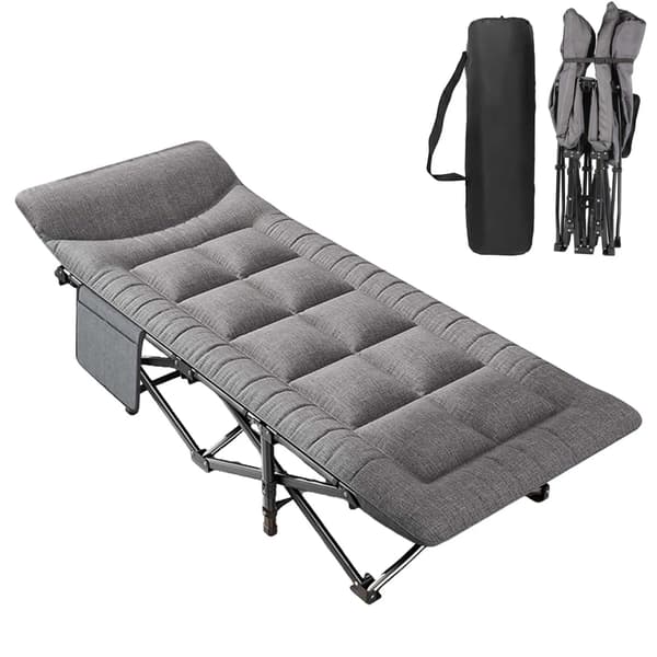 Camping säng, Bärbar design, Integrerat kudde,mörk grå