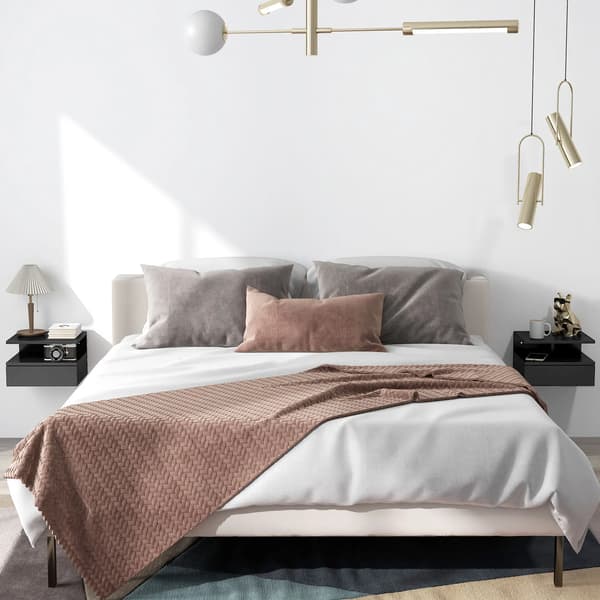 Natsbord, Flydende Design, Stilfuld Opbevaringsløsning,sort