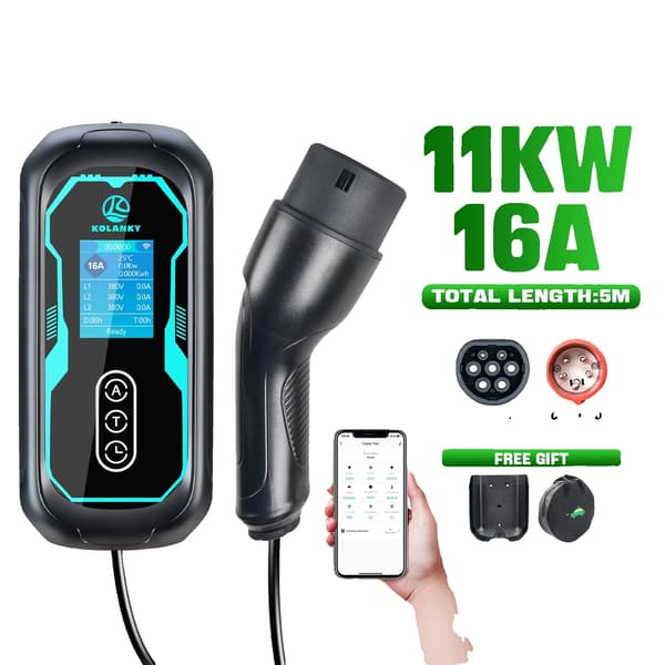EV-laddare, 11KW effektutgång, Wifi-app timer,11KW Med APP