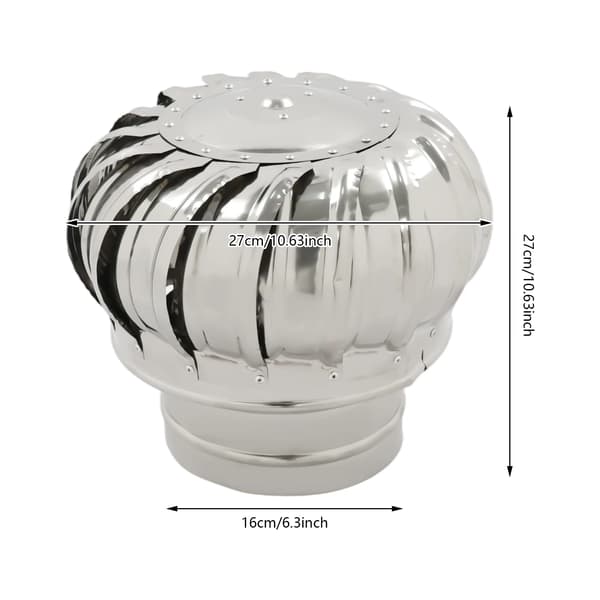 Takfläkt, Vinddriven Ventilation, Hållbart Rostfritt Stål,Silver