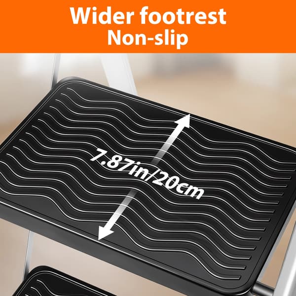 Foldbar sikkerhedsstige, tung belastning, skridsikker design,sort