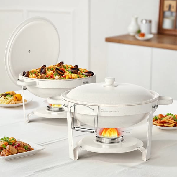 Chafing Dish, Rundt Design, Holdbart Rustfrit Stål,2Pak