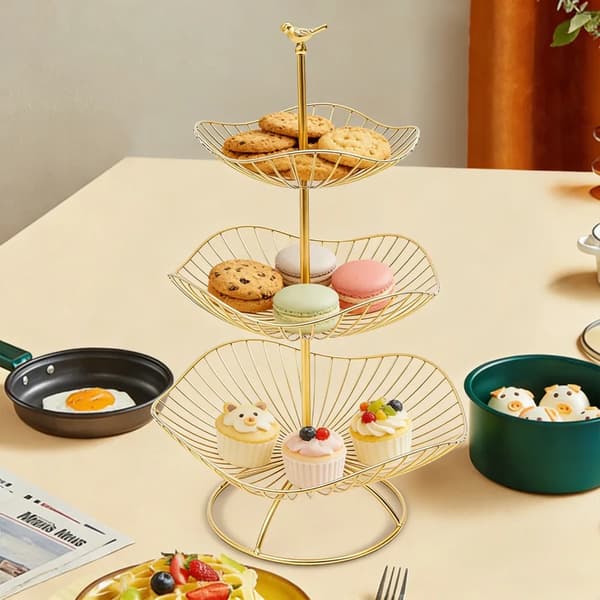 Frugtholder, 3-lags design, pladsbesparende løsning,GUL