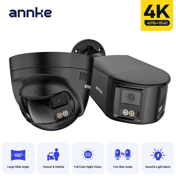 Säkerhetskamera, Dubbelobjektiv, 180° Vidvinkel,2PC Typ
