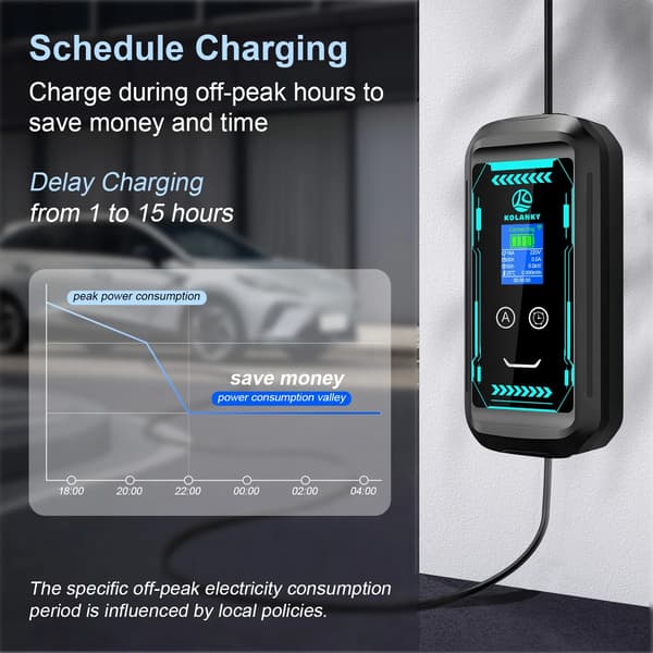 Bärbar EV-laddare, Justerbar Ström, Smart App Kontroll,Typ2 3.6KW 10M