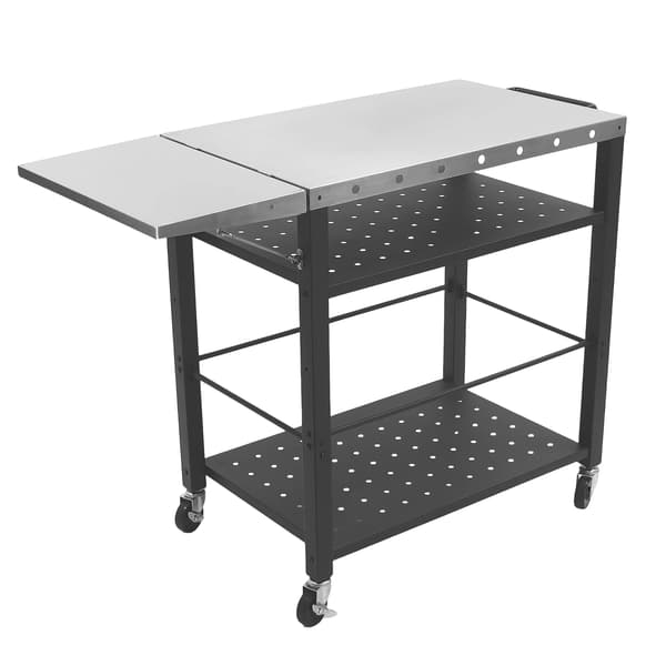 Grillvagn, Fällbar Design, Gott om Förvaringsutrymme,Silver
