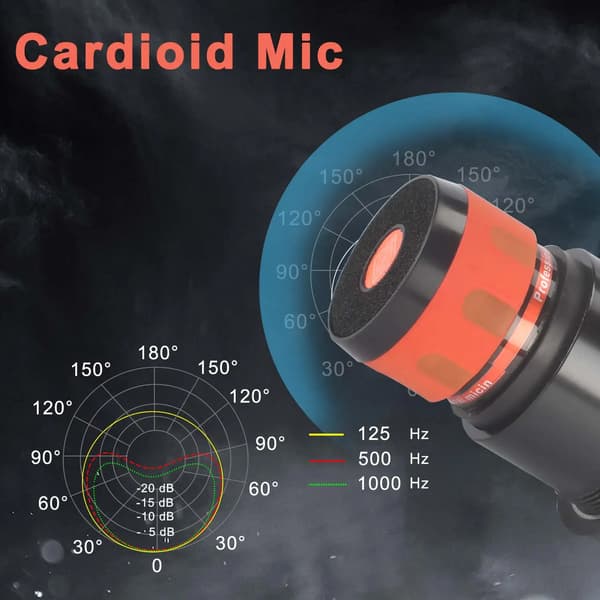 Trådlös mikrofon, dynamisk UHF, handhållen design,2 Mic