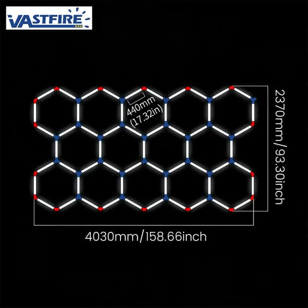 LED Garage Lys, Hexagonal Design, 6500K Lysstyrke,14-Hul-A