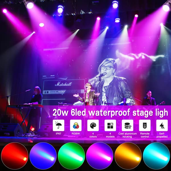 Par-lampor, vattentäta, RGB LED,100V-240V EU Plug, 4Pcs