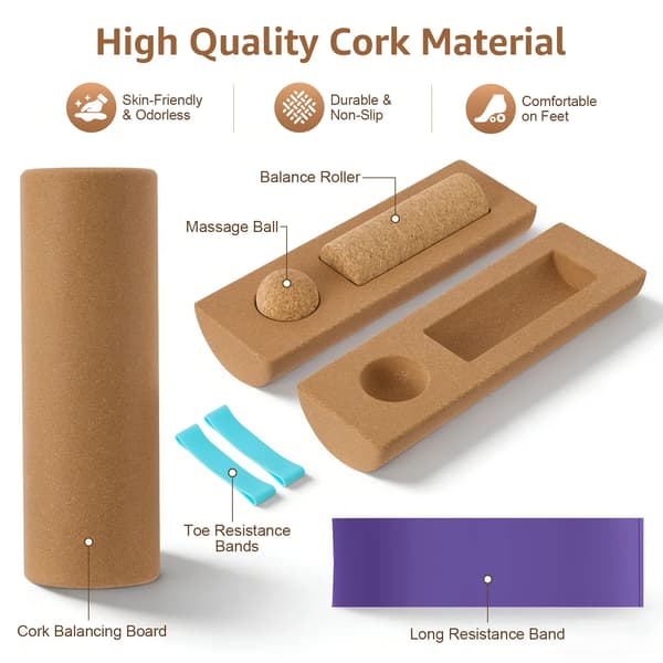 Kork Yogablock, Premiumdesign, Förbättrad Stabilitet,Brun