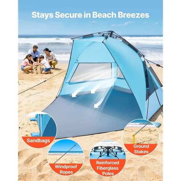 Strandtält, UPF 50+ Skydd, Bärbar Design, MULTI