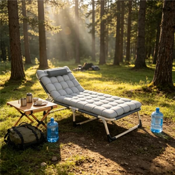 Camping Senge, Bærbar Design, Komfortabel Madras,Lys Grå
