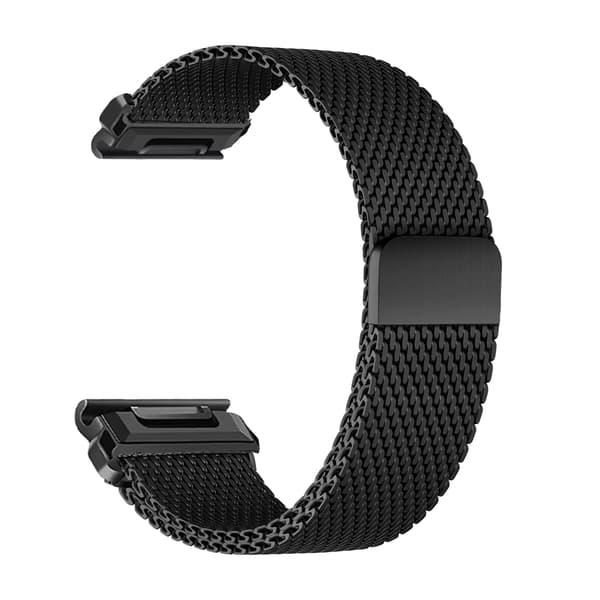 Urrem, Rustfrit Stål, Magnetlås,sort, QuickFit 22mm