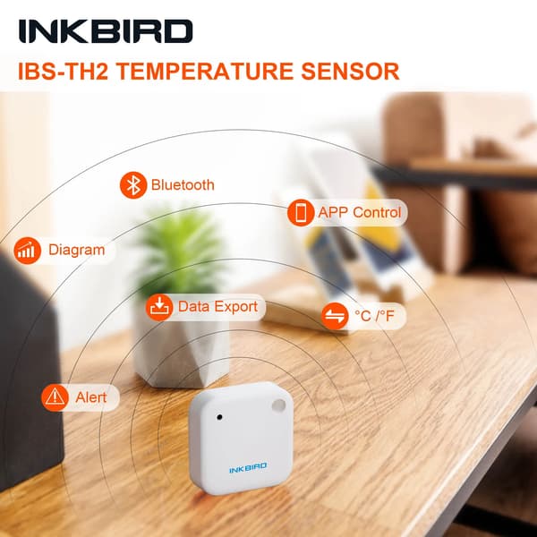 Temperatursensor, Bluetooth-anslutning, vattentålig design,Som bild