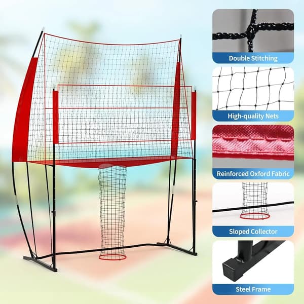 Volleybollnät, Höjdjusterbart, Bärbart Träningsutrustning,Röd Svart