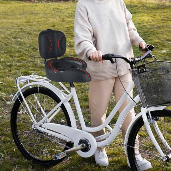Överdimensionerad cykelsadel, justerbart ryggstöd, stötdämpning,svart