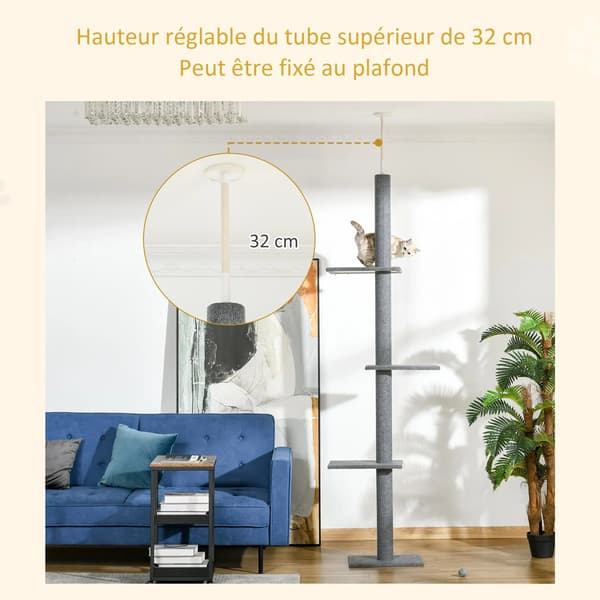 Kratsepost, Justerbar Højde, Multi-Niveau Design,XL, GRÅ