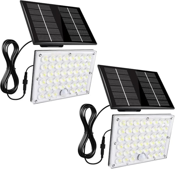 Solflodlys, bevægelsessensor, vandtæt IP65,2PCS 100W