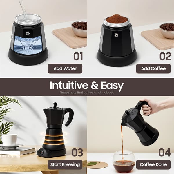 Elektrisk kaffekande, 300 ml kapacitet, hurtig brygning,sort