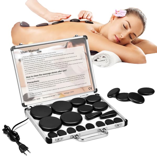 Hot Stone Massage Set, Temperaturkontroll, Bärbar Design,18st