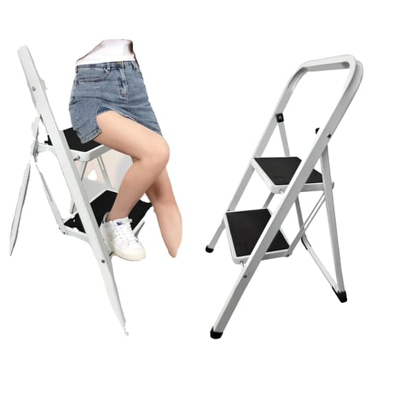Stege, Robust Stål, Stöder upp till 150 kg, Fällbar Design, Halkfria Steg, Bred Pedal