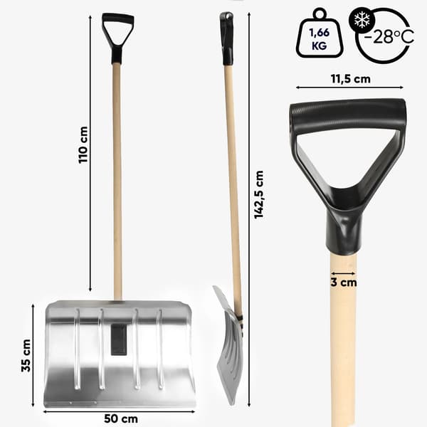 Snöskyffel, Ergonomisk Design, Hållbar Aluminiumkonstruktion,Silver