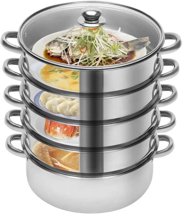 Dampkogeren, Multi-Niveau, Poleret Rustfrit Stål,sølv