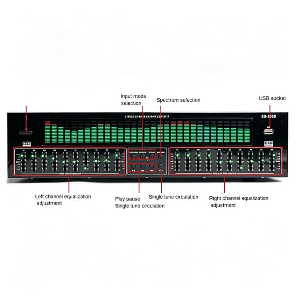 Grafisk Equalizer, Bluetooth-aktiveret, Digital Lyddecoder,grøn, 220 V